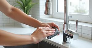 remove hard water stains on chrome kitchen faucets