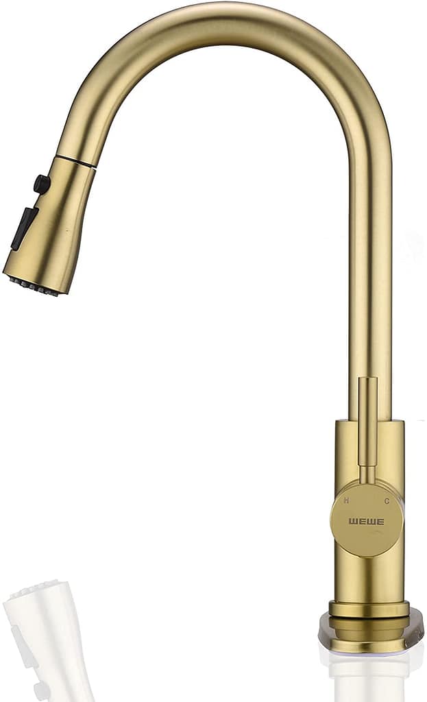 wewe brushed gold kitchen faucet