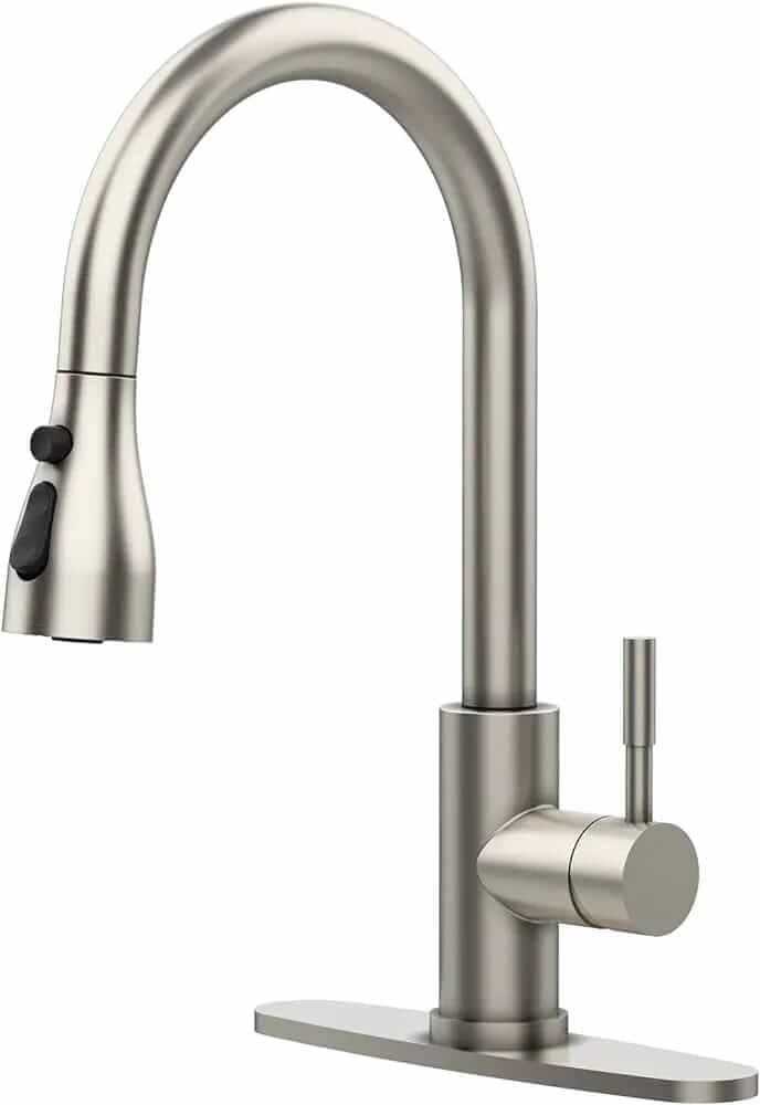 Homfan Brushed Nickel Kitchen Faucet Under 50$