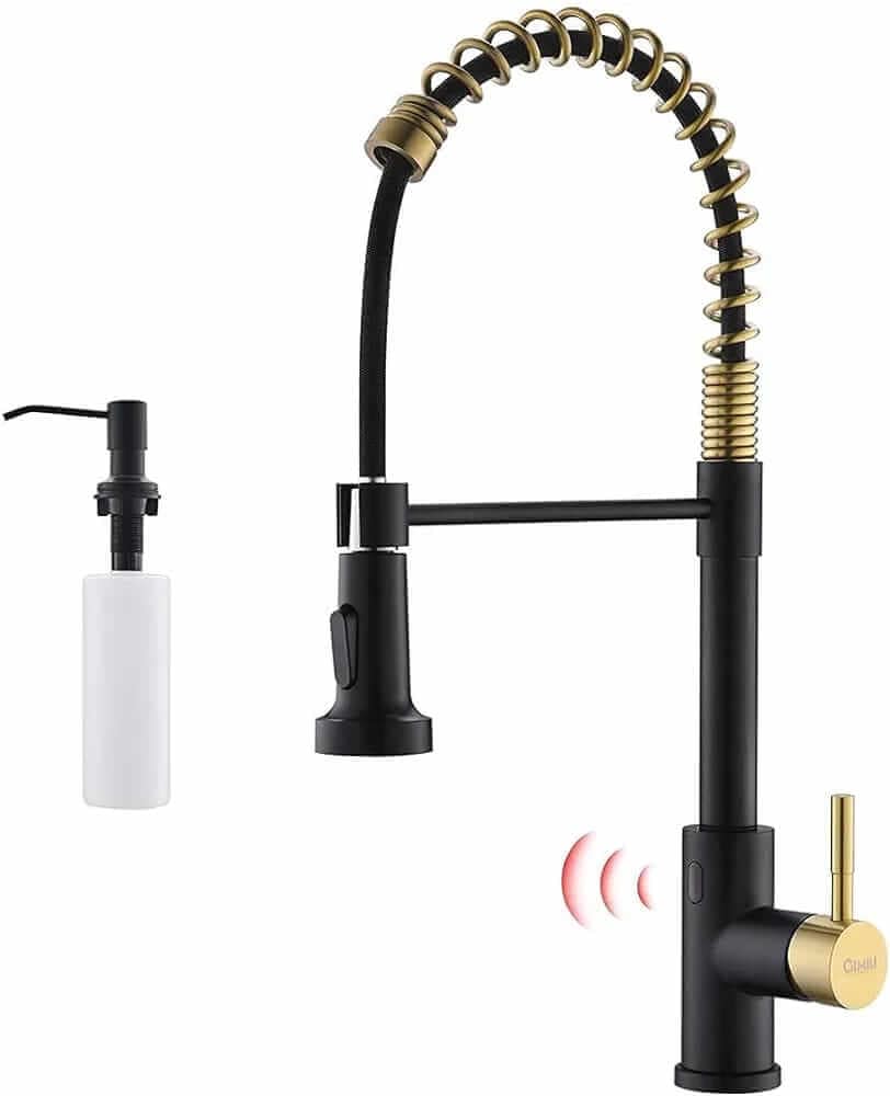 GIMILI Touchless Black and Gold Kitchen Faucet